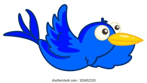 Ilustración de un pájaro azul volando
