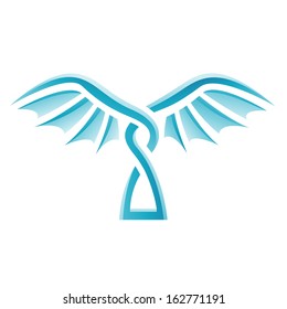 Illustration of Blue Bird Icon isolated on a white background