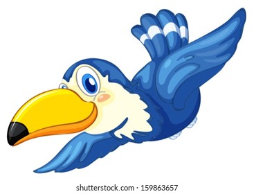Illustration of a blue bird on a white background