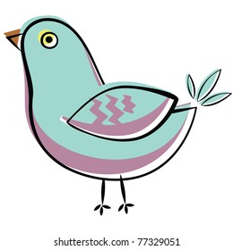 Illustration of blue bird. Symbol.