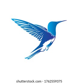 illustration of a blue bird vetor flying with a gradient