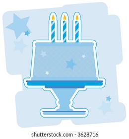 Illustration of Blue Birthday Cake.