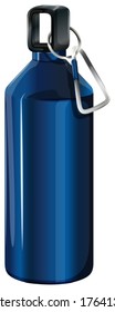 Illustration of a blue bottle with a keychain on a white background