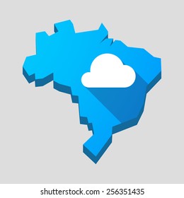 Illustration of a blue Brazil map with a cloud