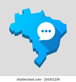 Illustration of a blue Brazil map with a comic balloon