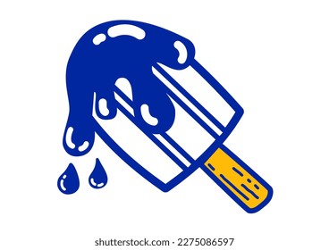 An illustration of blue bubblegum  popsicle