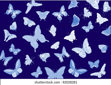 illustration with blue butterfly background