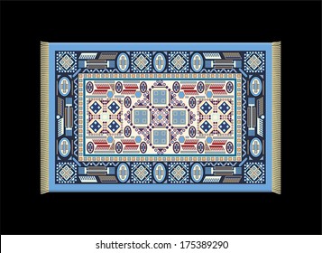 Illustration of a blue carpet. Isolated vector on black background.