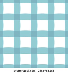 illustration of a blue checkered pattern on a white background. Stylish and fresh pattern for textiles and decor
