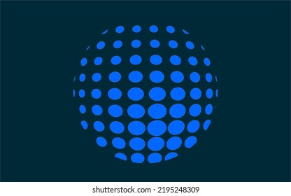 Illustration of blue circle dot There are both smaller and larger circles on dark blue background.