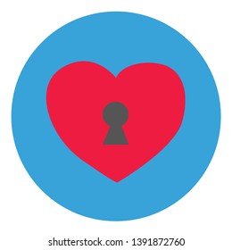 illustration of blue circle with lock love icon