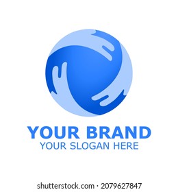 Illustration of a blue circle with ocean waves.  Simple company logo