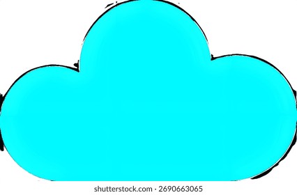 Illustration of a blue cloud isolated on transparent background, symbolizing cloud computing, weather forecast, or a dreamy atmosphere with a simple and clean design 