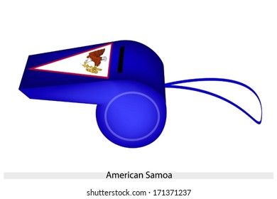 An Illustration of Blue Color of American Samoa Flag on A Whistle, The Sport Concept and Political Symbol. 