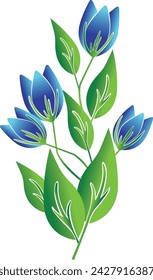 illustration of blue color bouquet flower vector design on a white background