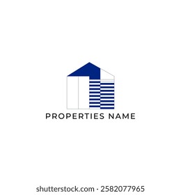 ILLUSTRATION BLUE COLOR BUILDING ARCHITECTURE SIMPLE MINIMALIST LOGO ICON DESIGN VECTOR. GOOD FOR REAL ESTATE, PROPERTY INSDUSTRY
