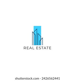 ILLUSTRATION BLUE COLOR HOME. BUILDING ARCHITECTURE SIMPLE MINIMALIST LOGO ICON DESIGN VECTOR. GOOD FOR REAL ESTATE, PROPERTY INSDUSTRY