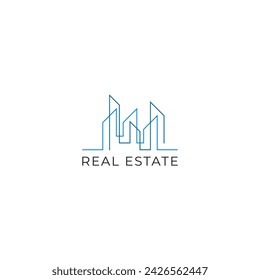 ILLUSTRATION BLUE COLOR HOME. BUILDING ARCHITECTURE SIMPLE MINIMALIST LOGO ICON DESIGN VECTOR. GOOD FOR REAL ESTATE, PROPERTY INSDUSTRY