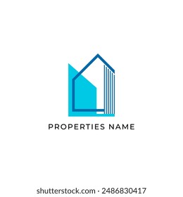 ILLUSTRATION BLUE COLOR HOME. BUILDING ARCHITECTURE SIMPLE MINIMALIST LOGO ICON DESIGN VECTOR. GOOD FOR REAL ESTATE, PROPERTY INSDUSTRY