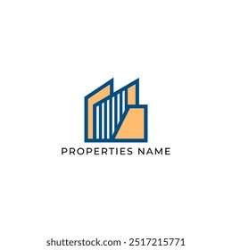 ILLUSTRATION BLUE COLOR HOME. BUILDING ARCHITECTURE SIMPLE MINIMALIST LOGO ICON DESIGN VECTOR. GOOD FOR REAL ESTATE, PROPERTY INSDUSTRY