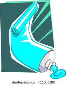 Illustration of a blue color toothpaste tube	