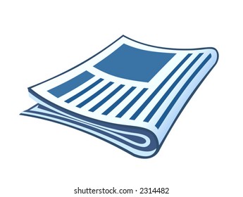 Illustration of blue colored newspaper isolated on white