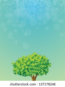Illustration of a blue colored stationery with a tree