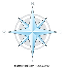 Illustration of Blue Compass Star isolated on a white background