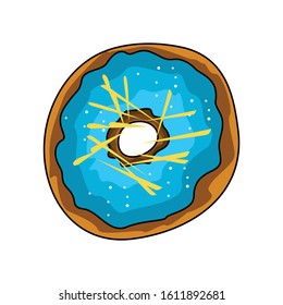 illustration of blue cream flavored Donut design. in a flat vector style