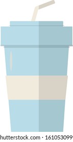 
Illustration with a blue cup with a straw. icons, postcards, posters
