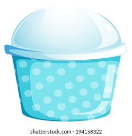 Illustration of a blue cupcake container on a white background