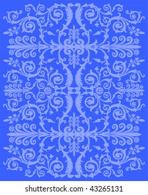 illustration with blue curled decoration