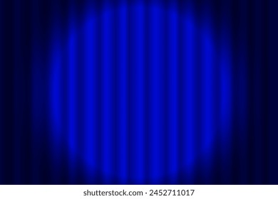 Illustration of a blue curtain illuminated by a spotlight