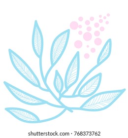 Illustration of a Blue Decorative Plant with a Pink Barries
