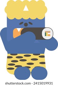 Illustration of a blue demon eating ehomaki