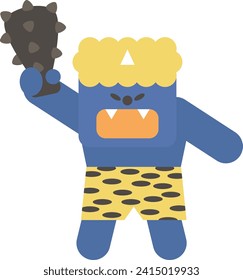 Illustration of a blue demon raising a club