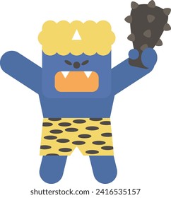 Illustration of a blue demon raising a club