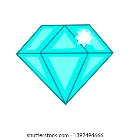 illustration of a blue diamond vector, precious decoration of a brilliant, one object isolated on white background