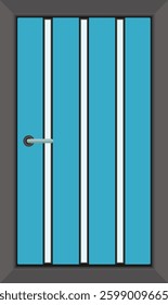 Illustration of a Blue Door with Vertical Panels