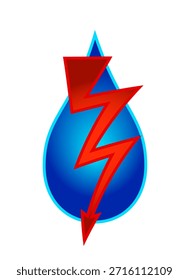 Ilustração de uma gota azul e relâmpago vermelho