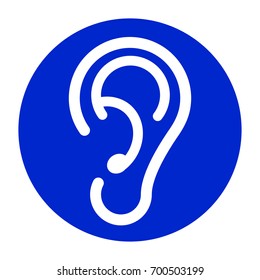 Illustration of blue ear icon on white background