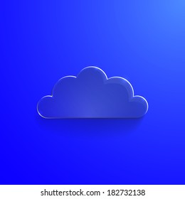 Illustration of blue eco glossy glass cloud icon vector illustration