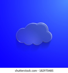 Illustration of blue eco glossy glass cloud icon vector illustration