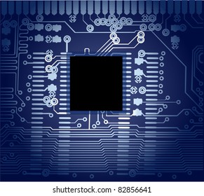 illustration with blue electronic board background
