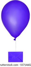 illustration with blue envelope flying on large balloon
