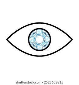 Illustration der Zukunft des blauen Auges , Künstliche Intelligenz, Technologie oder medizinisches Konzept. EP