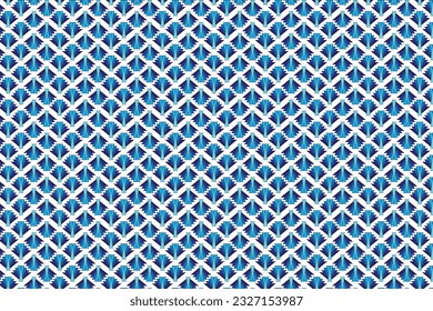 illustration of blue fan pattern on white background.