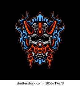 Illustration Blue Fire Devil for merchandise, apparel or other