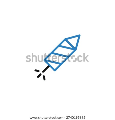 Illustration of a blue firecracker icon with a lit fuse, perfect for representing celebrations and festive events.