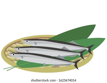 Illustration of a blue fish in a colander